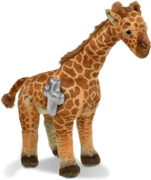 DolliBu Giraffe Stuffed Animal with Silver Cross and Personalization - Religious Plush Baptism Gifts for Boys and Girls, Dedication Christening Gifts Plush Prayer Toy Healing Teddy Bear - 20 Inches
