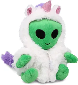 DolliBu Green Alien Unicorn Plush Stuffed Animal Toy - Super Soft Aliencorn Dress Up with Removable Plush Unicorn Outfit, Cute Fantasy Space Theme Gift - 6 Inches