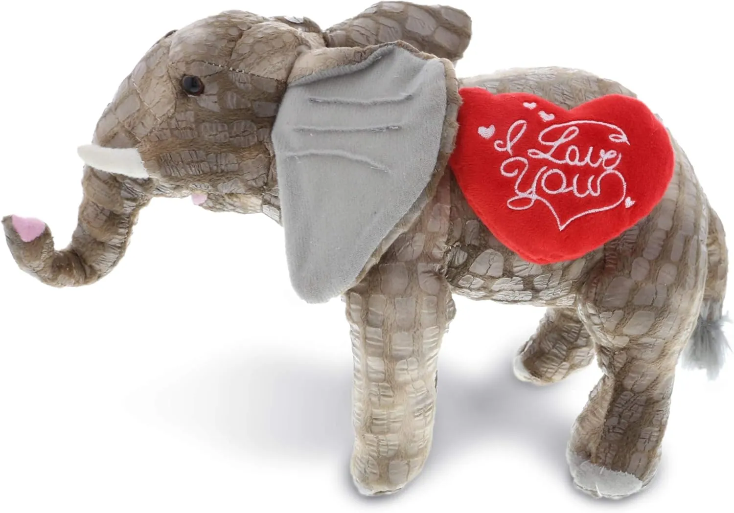 DolliBu I Love You Valentine Plush Grey Elephant - Cute Soft Cuddly Stuffed Animal with Red Heart Gift for Valentines Day, Birthday Present, Anniversary, Romantic Date - 10 Inches