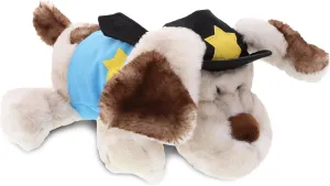 DolliBu Lying Dog Police Officer Plush Toy - Super Soft Dog Cop Stuffed Animal Dress Up with Cute Cop Uniform & Cap Outfit - Plush with Personalization - 14" Inches