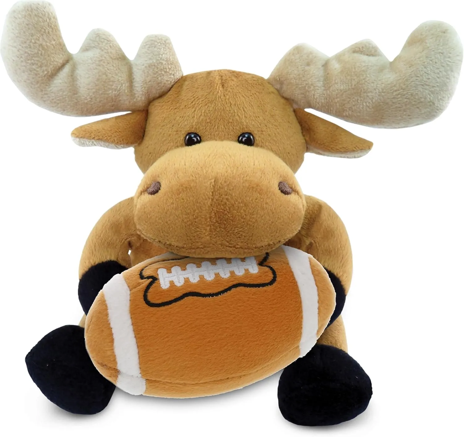 DolliBu Moose Stuffed Animal with Football Plush - Soft Huggable Horse, Adorable Playtime Plush Toy, Cute Wildlife Gift, Personalized Plush Doll Animal Toy for Kids and Adults - 6 Inches