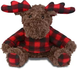 DolliBu Plaid Curly Moose with Hoodie Adorable Moose Plush Toy, Cute Cuddle Gift, Super Soft Plush Doll Animal Toy for Kids and Adults 10 Inches
