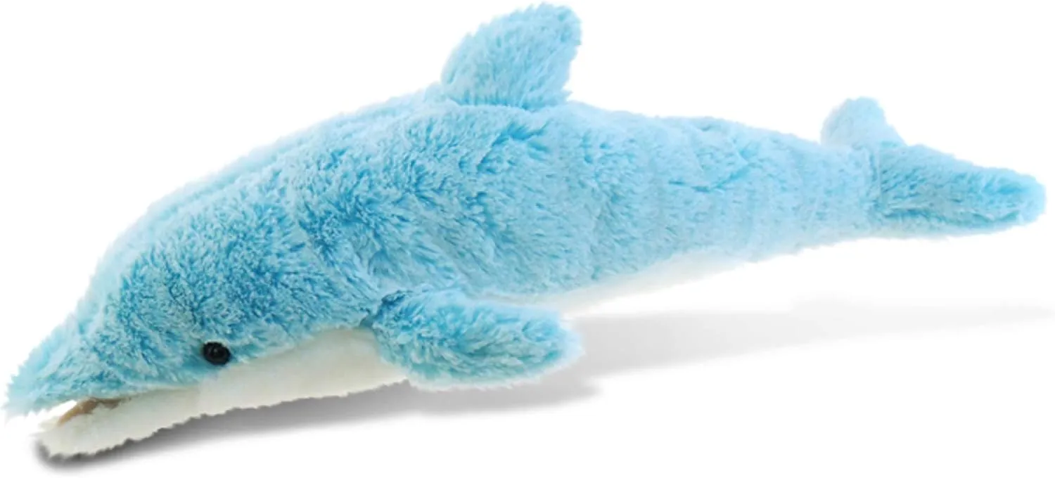 DolliBu Plush Dolphin Stuffed Animal - Soft Fur Huggable Blue Dolphin, Adorable Playtime Dolphin Plush Toy, Cute Sea Life Cuddle Gifts, Super Soft Plush Doll Animal Toy for Kids & Adults - 14 Inch