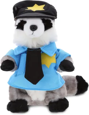 DolliBu Raccoon Police Officer Plush Toy - Super Soft Gray Raccoon Cop Stuffed Animal Dress Up with Cute Cop Uniform & Cap Outfit - Gift with Personalization - 9" Inch