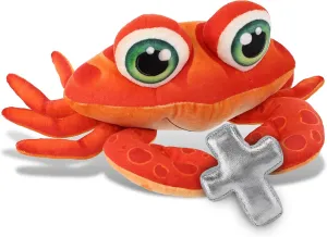 DolliBu Red Crab Stuffed Animal with Silver Cross and Personalization - Religious Crab Plush Baptism Gifts, Dedication Christening Gifts Plush Prayer Toy Healing Teddy Bear - 10 Inches