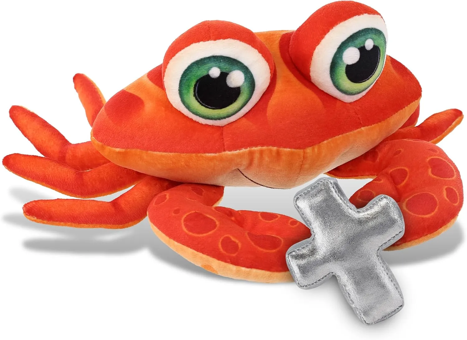 DolliBu Red Crab Stuffed Animal with Silver Cross and Personalization - Religious Crab Plush Baptism Gifts, Dedication Christening Gifts Plush Prayer Toy Healing Teddy Bear - 10 Inches