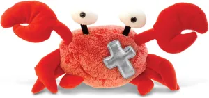 DolliBu Red Crab Stuffed Animal with Silver Cross Plush - Religious Baptism Gifts for Boys and Girls, Cute Dedication Christening Gifts Plush Prayer Toy Healing Teddy Bear - 12 Inches
