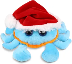 DolliBu Santa Big Eye Blue Crab Stuffed Animal Plush Toy - Super Soft Ocean Life Animal Dress Up with Red Santa Claus Outfit, Perfect with Name Personalization - 6 Inches