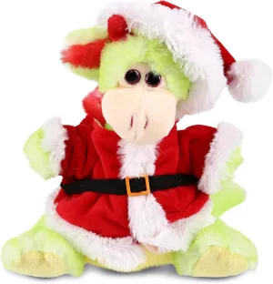 DolliBu Santa Dragon Stuffed Animal Plush Toy - Super Soft Green Dragon Dress Up with Red Santa Claus Outfit, Cute Dragon Gift, Perfect Holiday with Name Personalization - 8 Inches