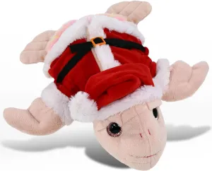 DolliBu Santa Rainbow Pink Sea Turtle Stuffed Animal Plush Toy - Wild Animal Dress Up with Red Santa Claus Outfit, Wildlife Gift, Perfect Holiday with Name Personalization - 10 Inches