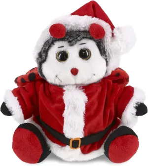 DolliBu Santa Sitting Ladybug Stuffed Animal Plush Toy - Super Soft Lady Bug Dress Up with Red Santa Claus Outfit, Cute Wildlife Gift, Holiday 9 Inches