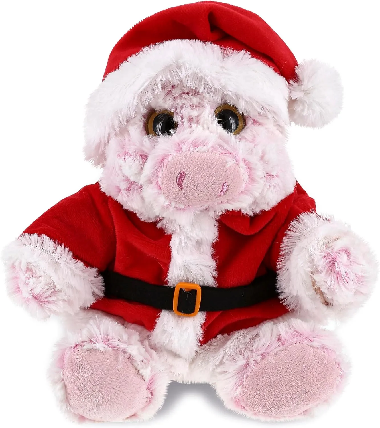 DolliBu Santa Sitting Pig Stuffed Animal Plush Toy - Super Soft Farm Animal Dress Up with Red Santa Claus Outfit, Cute Wildlife Gift, Holiday 9 Inches