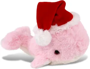 DolliBu Santa Small Pink Whale Stuffed Animal Plush Toy - Super Soft Sea Animal Dress Up with Red Santa Claus Hat, Ocean Life Whale Gift, Holiday Chirstmas Gift with Name Personalization - 7Inches