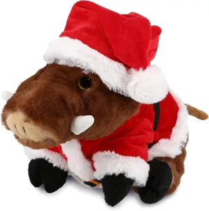 DolliBu Santa Wild Boar Stuffed Animal Plush Toy - Super Soft Wild Animal Dress Up with Red Santa Claus Outfit, Cute Wildlife Gift, Perfect Holiday with Name Personalization - 8 Inches