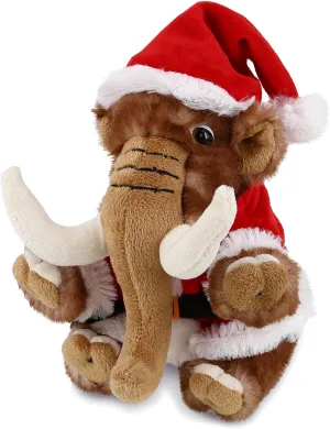 DolliBu Santa Wild Mammoth Stuffed Animal Plush Toy - Super Soft Elephant Dress Up with Red Santa Claus Outfit, Cute Wildlife Gift, Perfect Holiday with Name Personalization - 10 Inches
