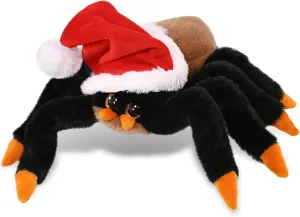 DolliBu Santa Wild Tarantula Spider Stuffed Animal Plush Toy - Super Soft Animal Dress Up with Red Santa Claus Hat, Cute Theme Gift, Holiday with Name Personalization - 7 Inches