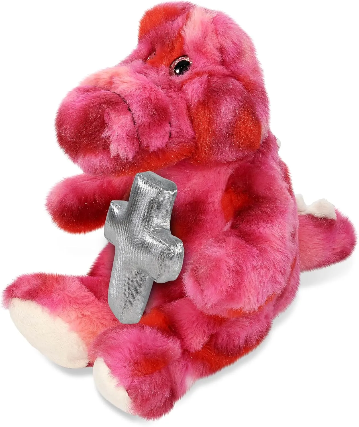 DolliBu Sitting Alligator Stuffed Animal with Silver Cross and Personalization - Baby Baptism Gifts for Boys and Girls, Dedication Christening Gifts Plush Prayer Toy Healing Teddy Bear - 8 Inches