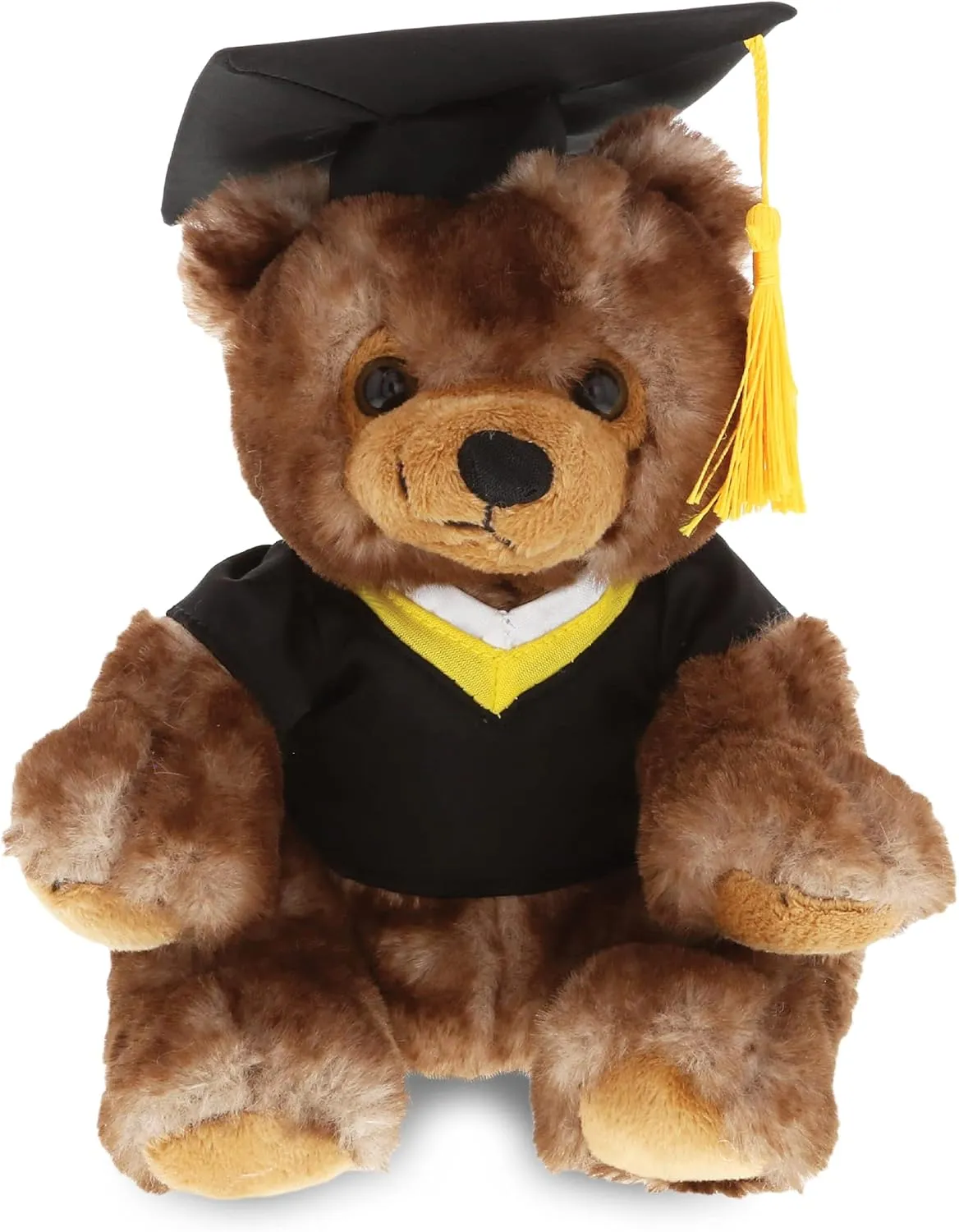 DolliBu Sitting Grizzly Bear Graduation Plush Toy - Super Soft Graduation Stuffed Animal Dress Up with Gown and Cap with Tassel Outfit - Reward Celebration Grad Gift - 6.5 Inches