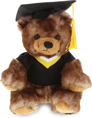 DolliBu Sitting Grizzly Bear Graduation Plush Toy - Super Soft Graduation Stuffed Animal Dress Up with Gown and Cap with Tassel Outfit - Reward Celebration Grad Gift - 6.5 Inches