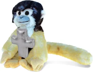 DolliBu Squirrel Monkey Stuffed Animal with Silver Cross Plush – Religious Baptism Gifts for Boys and Girls, Dedication Christening Gifts Plush Prayer Toy Healing Stuffed Animal - 12.5 Inches