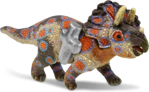 DolliBu Triceratops Dinosaur Stuffed Animal with Silver Cross and Personalization - Baby Baptism Gifts for Boys and Girls, Dedication Christening Gifts Plush Prayer Toy Healing Teddy Bear - 17 Inches