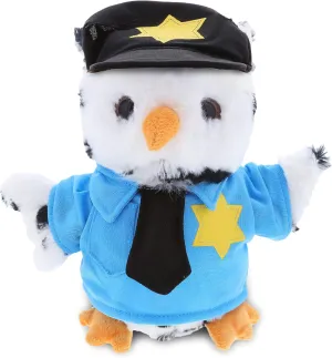 DolliBu White Owl Police Officer Plush Toy - Super Soft Owl Cop Stuffed Animal Dress Up with Cute Cop Uniform & Cap Outfit - Gift with Personalization - 8.5" Inches