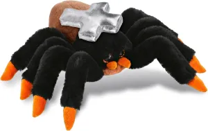DolliBu Wild Tarantula Spider Stuffed Animal with Silver Cross Plush Decor - Religious Baptism Gifts for Boys and Girls, Cute Dedication Christening Gifts Plush Prayer Toy Healing Teddy Bear - 7 Inch