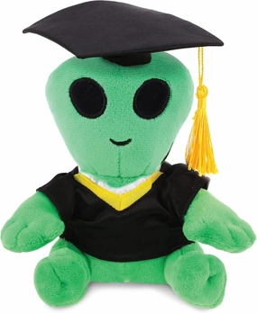 DolliBu Green Alien Graduation Plush Toy - Super Soft Graduation Stuffed Animal Dress Up with Gown and Cap with Tassel Outfit - Gift with Personalization - 6 Inches
