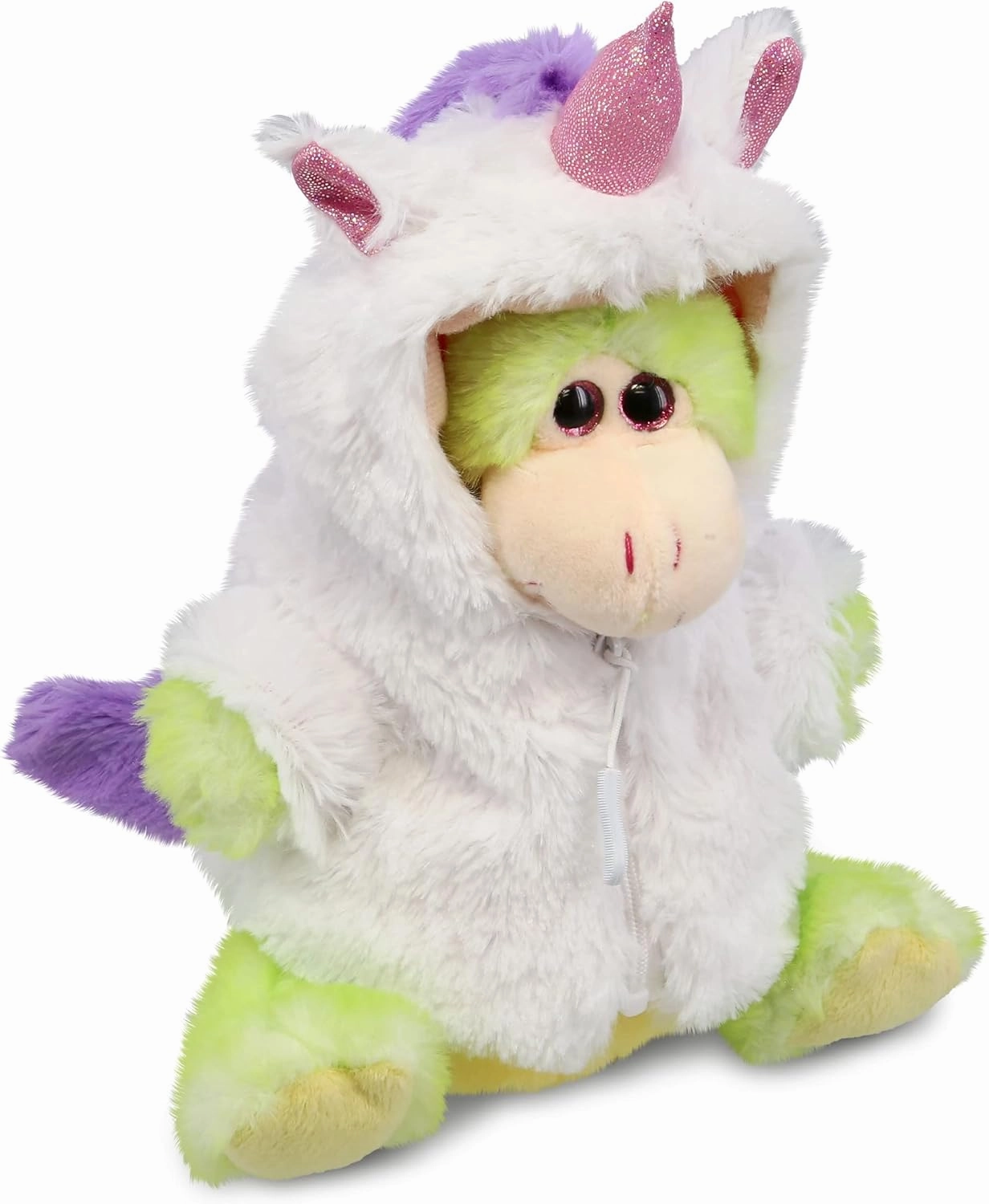DolliBu Green Dragon Unicorn Plush Stuffed Animal Toy - Super Soft Dragoncorn Dress Up with Removable Plush Unicorn Outfit, Cute Fantasy Creature Gift - 8 Inches