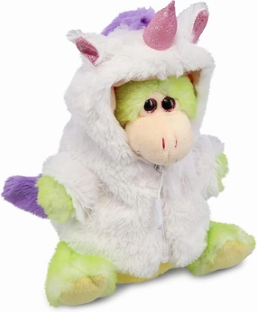 DolliBu Green Dragon Unicorn Plush Stuffed Animal Toy - Super Soft Dragoncorn Dress Up with Removable Plush Unicorn Outfit, Cute Fantasy Creature Gift - 8 Inches