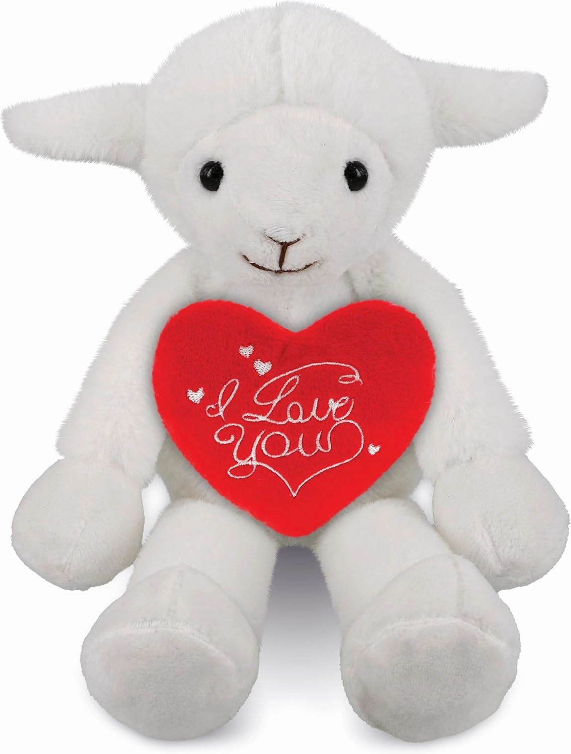 DolliBu I Love You Valentine Plush Long Leg Lamb - Cute Stuffed Animal with Red Heart and Name Personalization Gift for Valentines Day, Birthday, Anniversary, Romantic Date - 10.5 Inches