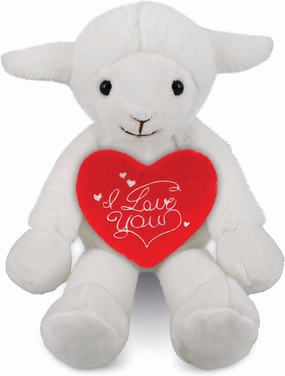 DolliBu I Love You Valentine Plush Long Leg Lamb - Cute Stuffed Animal with Red Heart and Name Personalization Gift for Valentines Day, Birthday, Anniversary, Romantic Date - 10.5 Inches