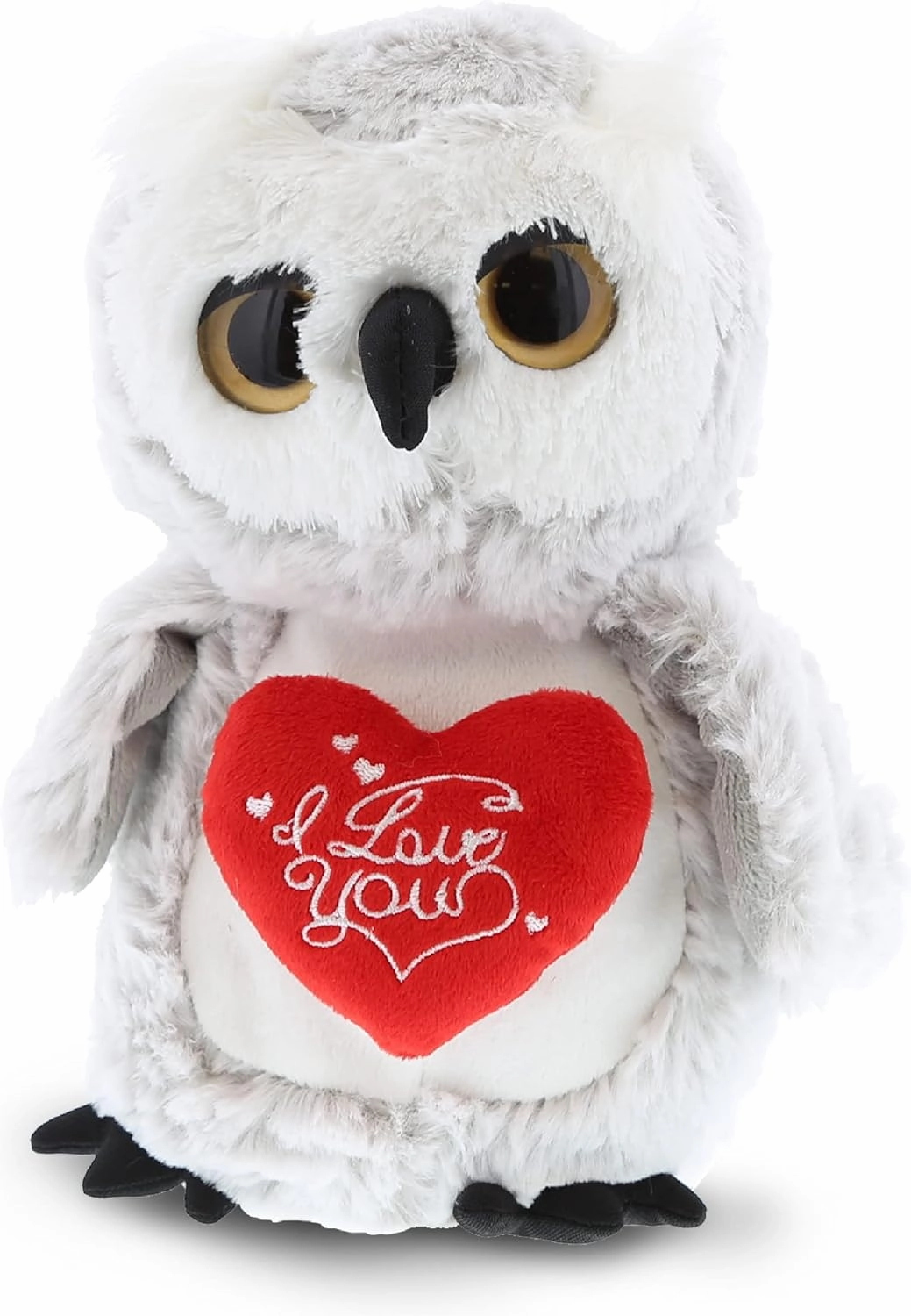 DolliBu I Love You Valentine Plush Owl - Cute Soft Cuddly Stuffed Animal with Red Heart Gift for Valentines Day, Birthday Present, Anniversary, Romantic Date - 9 Inches