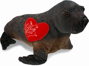 DolliBu I Love You Valentine Plush Wild Collection Sea Lion - Cute Stuffed Animal with Red Heart and Name Personalization Gift for Valentines Day, Birthday, Anniversary, Romantic Date - 15 Inches