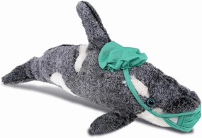 DolliBu Killer Whale Doctor Plush Toy - Super Soft Killer Whale Doctor Stuffed Animal Dress Up with Cute Scrub Cap and Face Mask Outfit - Gift with Personalization - 18 Inches