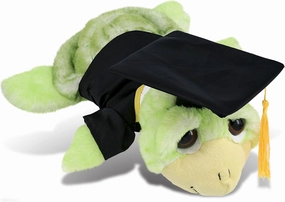 DolliBu Large Green Sea Turtle Graduation Plush Toy - Super Soft Sea Turtle Graduation Stuffed Animal Dress Up with Gown and Cap with Tassel Outfit - Reward Celebration Grad Gift - 11 Inch