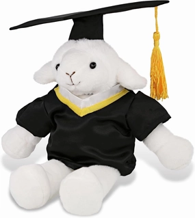 DolliBu Long Leg Lamb Graduation Plush Toy - Soft Lamb Plush Graduation Stuffed Animal Dress Up with Gown & Cap with Tassel Outfit - Gift with Personalization - 10.5 Inch