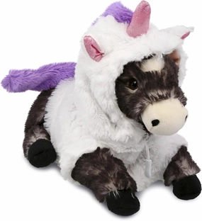 DolliBu Lying Black Horse Unicorn Plush Stuffed Animal Toy - Super Soft Horsecorn Dress Up with Removable Plush Unicorn Outfit, Cute Fantasy Wildlife Gift – 10.5 Inches