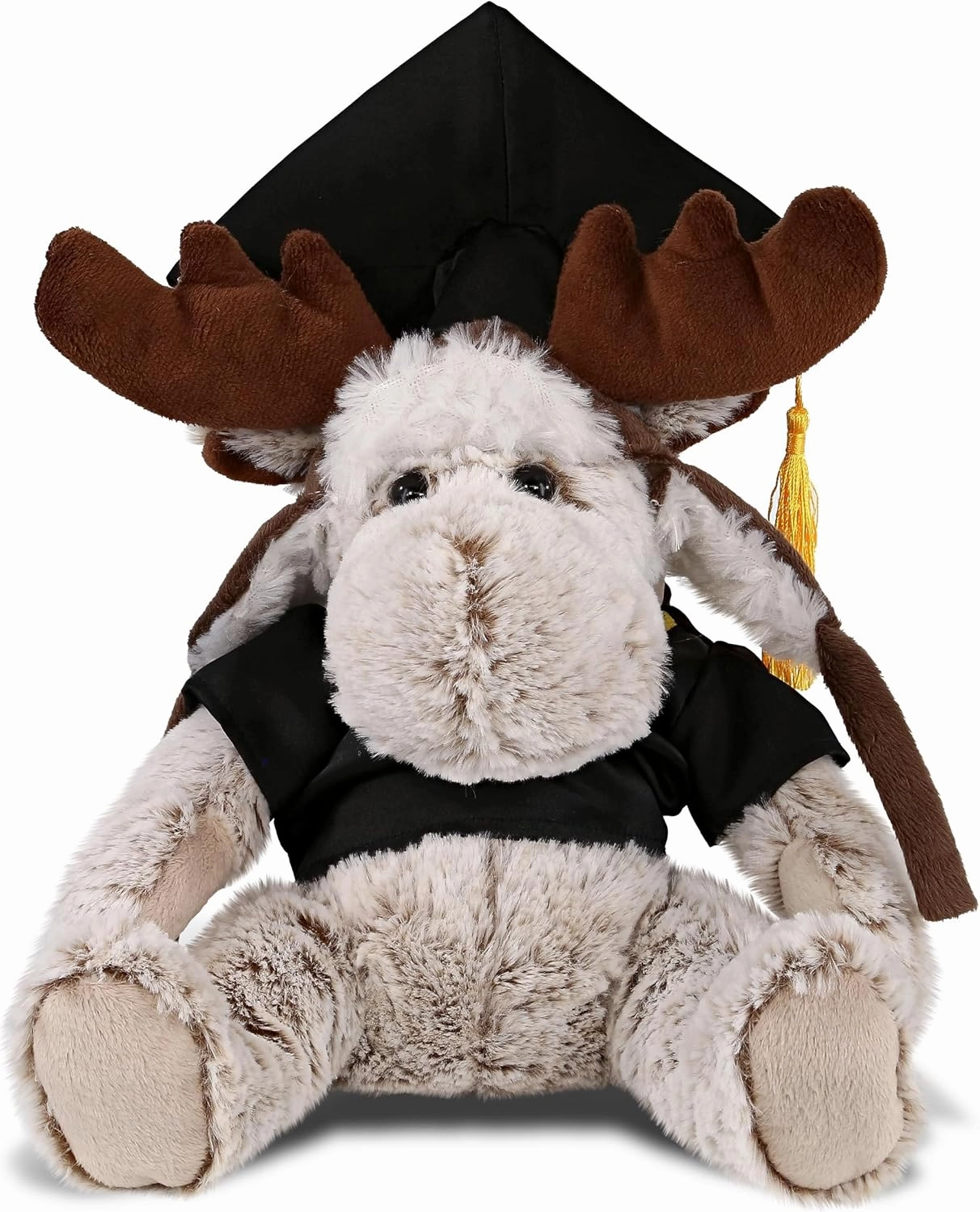 DolliBu Moose Graduation Plush Toy - Super Soft Plush Graduation Stuffed Animal Dress Up with Gown and Cap with Tassel Outfit - Congratulatory Graduation Gift with Personalization - 10 Inches