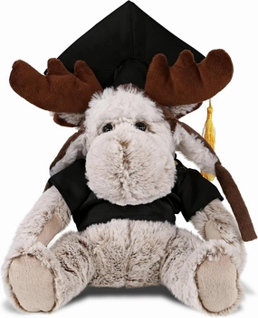 DolliBu Moose Graduation Plush Toy - Super Soft Plush Graduation Stuffed Animal Dress Up with Gown and Cap with Tassel Outfit - Congratulatory Graduation Gift with Personalization - 10 Inches