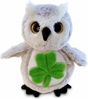 DolliBu Owl Bird Stuffed Animal with Green Plush Shamrock - Cute Green Shamrock Plush St Patricks Day Stuffed Animal Owl, Good Luck St Patricks Day Toys for Kids, Baby - 8.5 Inches