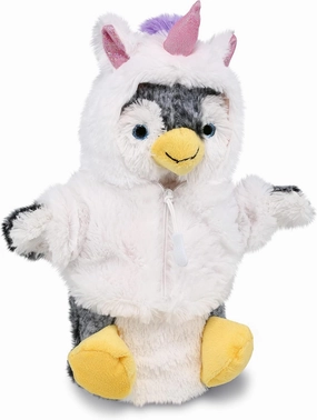 DolliBu Penguin Unicorn Plush Stuffed Animal Hand Puppet Toy - Super Soft Penguincorn Dress Up with Removable Plush Unicorn Outfit, Cute Fantasy Wildlife Gift with Name Personalization - 8.5 Inches