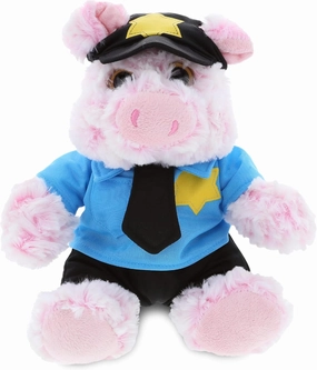 DolliBu Pig Police Officer Plush Toy - Super Soft Sitting Pig Cop Stuffed Animal Dress Up with Cute Cop Uniform & Cap Outfit - Gift with Personalization - 9" Inches