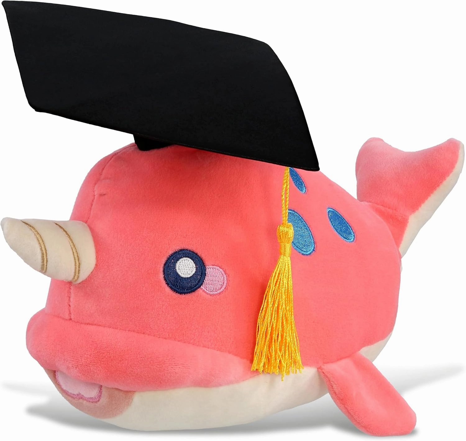 DolliBu Pink Narwhal Graduation Plush Toy - Baby Soft Plush Graduation Stuffed Animal Dress Up with Graduation Cap with Tassel Outfit - Congratulatory Graduation Gift - 11.75 Inch