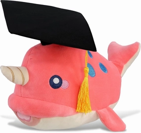 DolliBu Pink Narwhal Graduation Plush Toy - Baby Soft Plush Graduation Stuffed Animal Dress Up with Graduation Cap with Tassel Outfit - Congratulatory Graduation Gift - 11.75 Inch