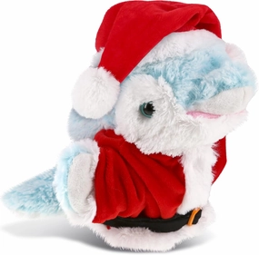 DolliBu Santa Dolphin Stuffed Animal Plush Hand Puppet - Super Soft Ocean Life Animal Dress Up with Red Santa Claus Outfit, Perfect Holiday with Name Personalization - 12 Inch