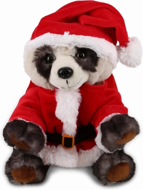 DolliBu Santa Squat Panda Bear Stuffed Animal Plush Toy - Super Soft Plush Dress Up with Red Santa Claus Outfit, Cute Wildlife Perfect Holiday with Name Personalization - 7 Inches
