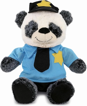 DolliBu Sitting Panda Police Officer Plush Toy - Soft Panda Cop Stuffed Animal Dress Up with Cute Cop Uniform and Cap Outfit - Gift with Personalization - 9 Inches