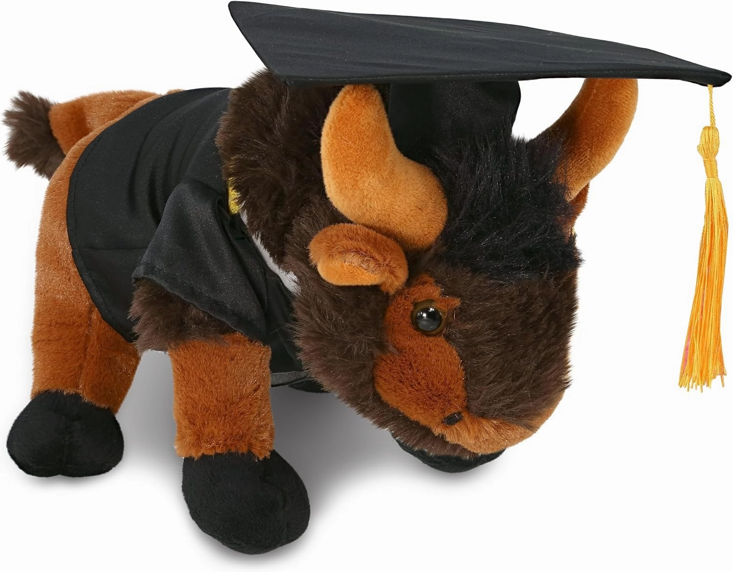 DolliBu Wild Buffalo Graduation Plush Toy - Super Soft Plush Graduation Stuffed Animal Dress Up with Gown and Cap with Tassel Outfit - Congratulatory Graduation Gift with Personalization - 9.5 Inch