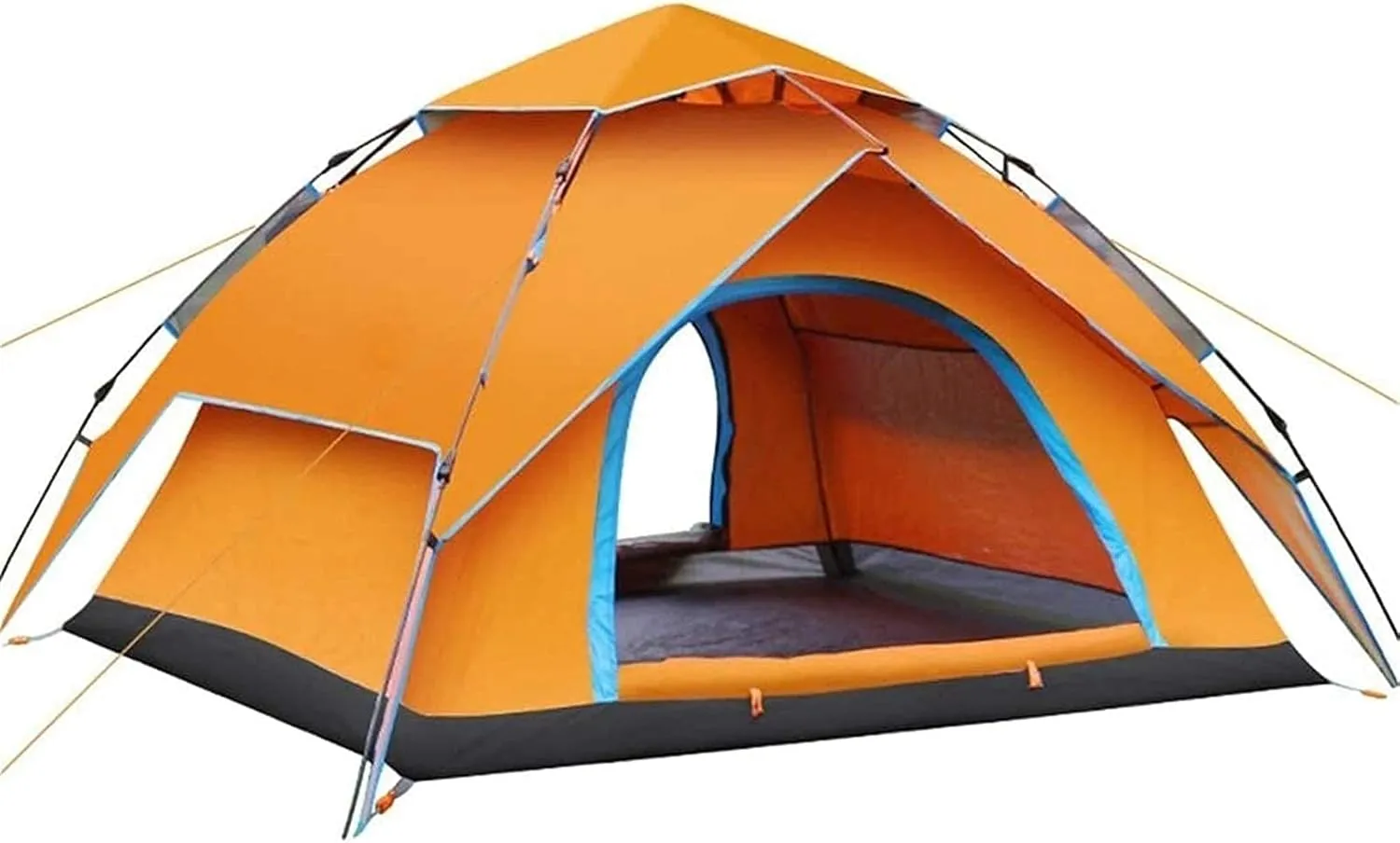 Dome Pop-Up Camping Tent,3-4 Person Automatic Tent,Double Layer Waterproof Tent,Large Family Tent (Blue) (Orange)